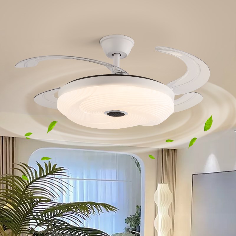 隐形风扇灯卧室音乐灯2025新款客餐厅电扇带灯一体蓝牙音箱吊扇灯