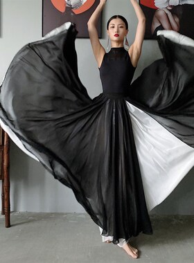 WYZ盖盖 这就是街舞 盖盖卷珠帘中国风雪纺裙子水墨风Z套裙表演服