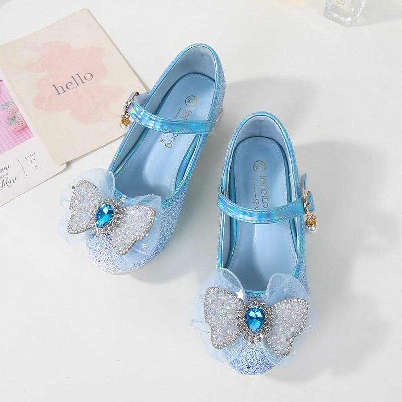 洋气软底儿童包头水晶鞋小主持人配礼服女孩演出高跟鞋女童单鞋