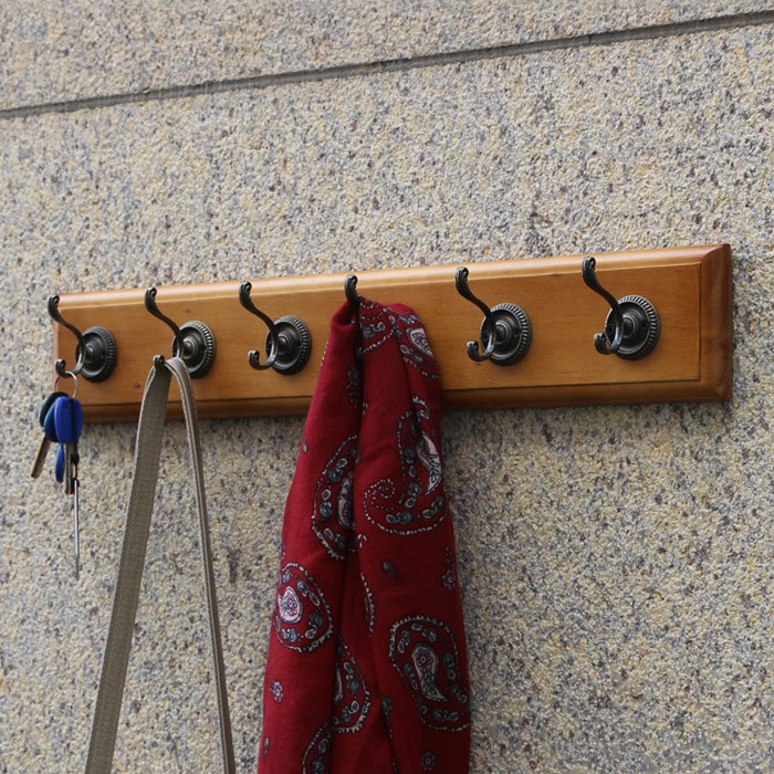 美式复古玄关门后挂钩挂衣架创意客厅卧室壁挂衣帽架实木墙上挂钩
