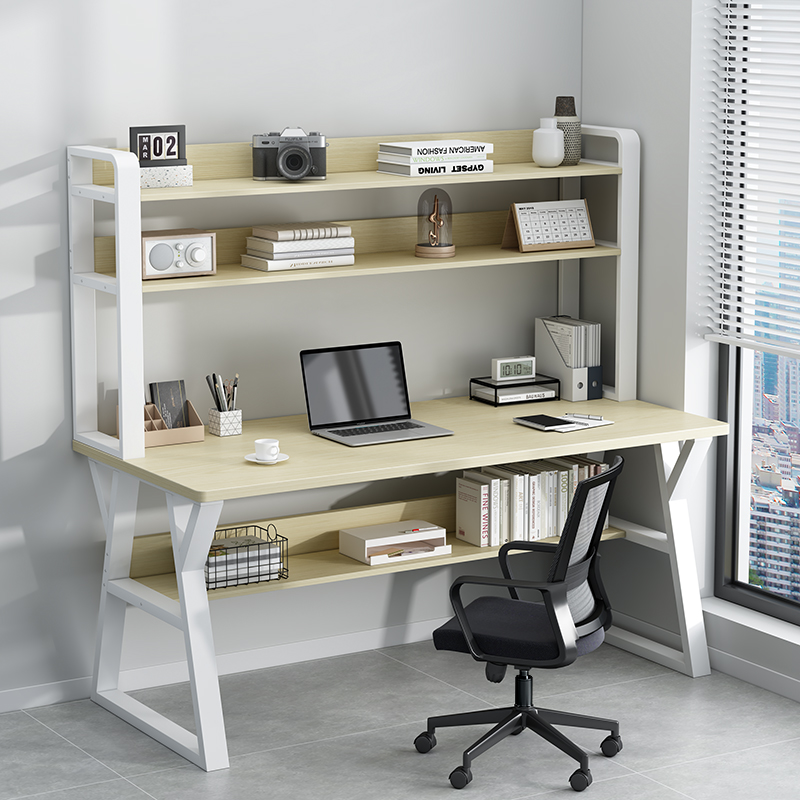 中学生多功能书桌书架一体桌高中生家用电脑桌台式简约学习写字桌