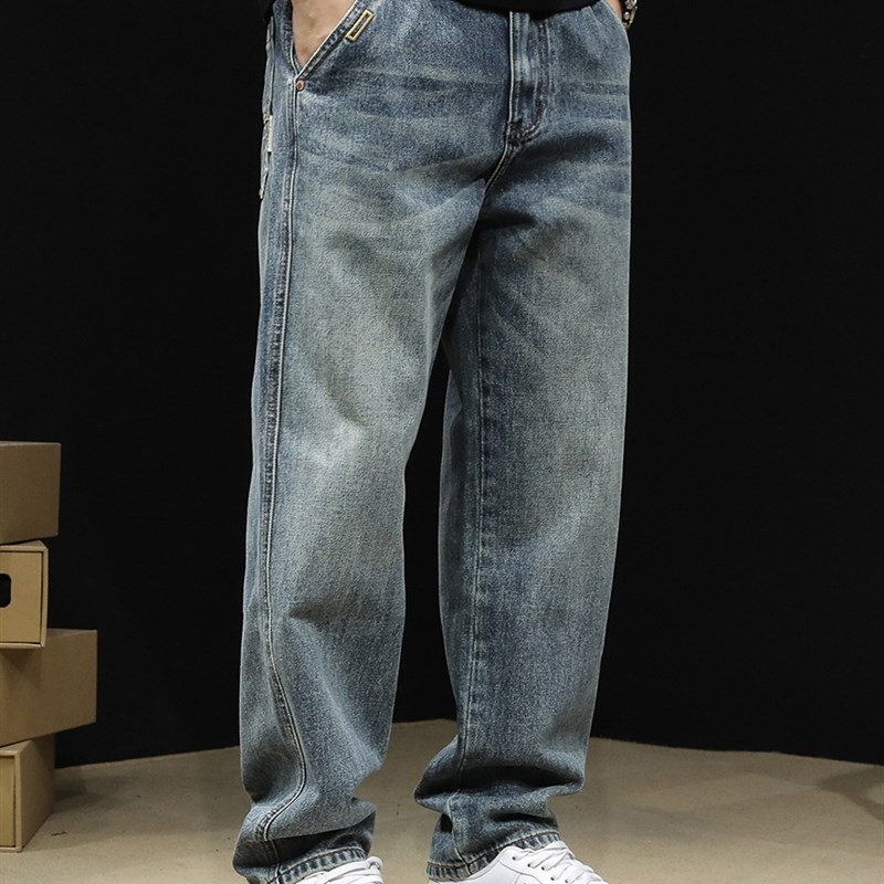 潮牌牛仔裤男夏季薄款直筒大码男士锥形男裤2024新款男款秋季裤子