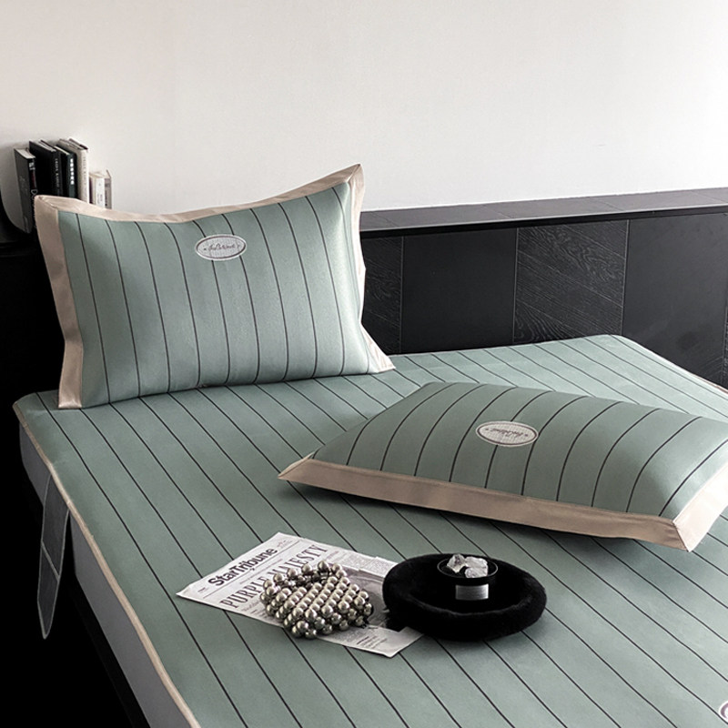 夏季冰丝凉席三件套可水洗冰丝A席子折叠式床笠款式竖条纹空调软,床上用品,冰丝席,淘宝优惠券,粉丝福利购,淘宝优惠卷