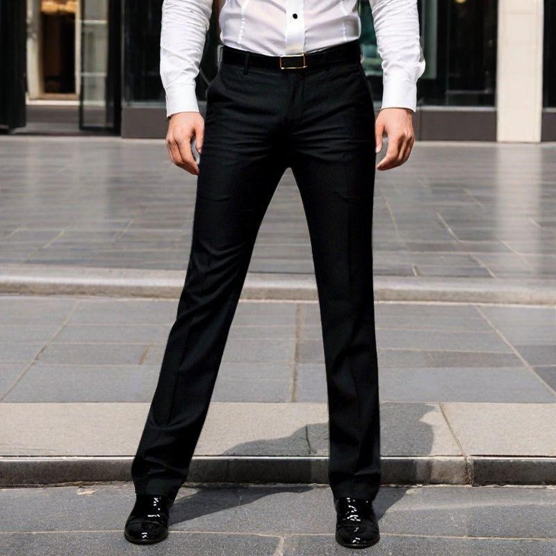 秋冬季修身直筒男西裤青年商务弹力韩版西装裤垂感免烫男装长裤子