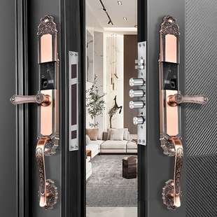 别墅指纹锁双开门智能门锁密码锁家用防盗门别墅门大门铜门电子锁