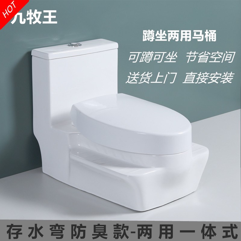 新款可蹲可坐两用一体马桶家用坐便器卫生间双用存水弯防臭蹲便器