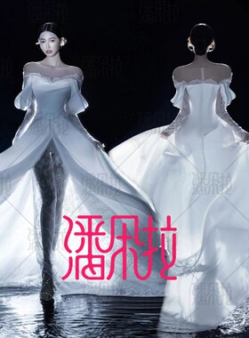 影楼新款女神高级感白色婚纱礼服写E真服装时尚氛围感艺术照摄影