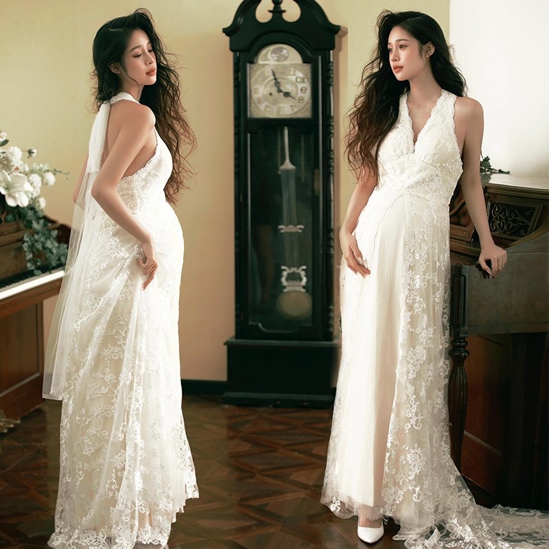 影楼新款孕妇拍照摄影写真服装法式轻奢高端小众轻婚纱高级感礼服