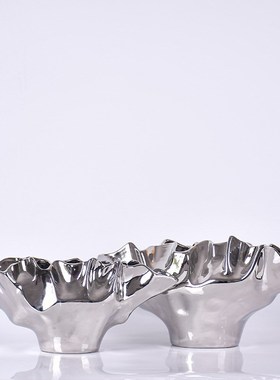 简约抽象镀银陶瓷创意客厅电视柜玄关花艺摆Q件酒店家居软装饰品