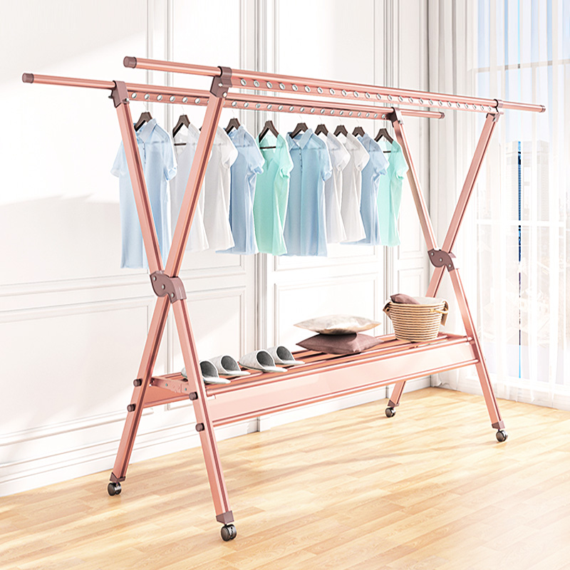 晾衣架落地折叠室内家用阳台卧室不锈钢室外凉伸缩杆式晒被子神器