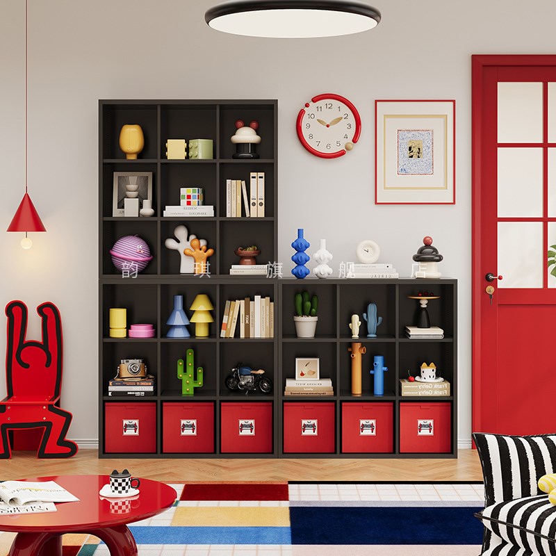 包豪斯小户型金属格子柜环保防潮靠墙客厅书柜家用卧室自由组合柜