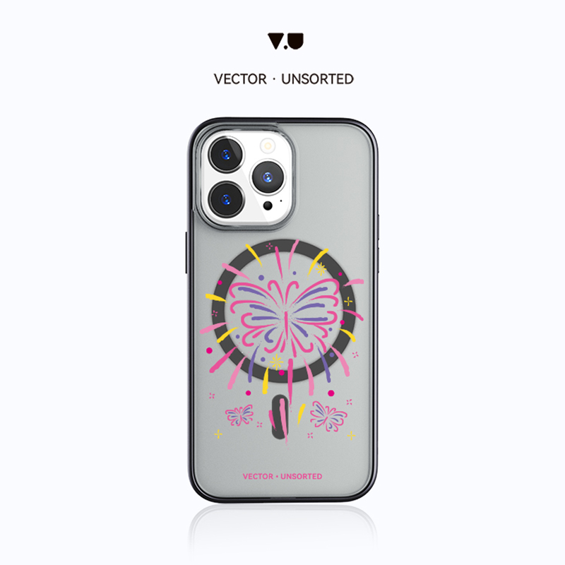 VECTOR UNSORTED蝴蝶烟花iPhone12/13/ 14/15/16/17/Pro/Max原创磨砂透明磁吸防摔手机壳