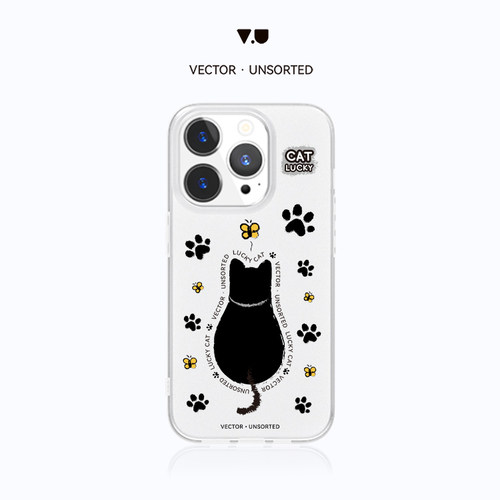 VECTOR UNSORTED Lucky猫iPhone12/13/ 14/15/16/Pro/Max原创磨砂透明防摔磁吸手机壳