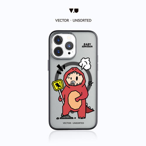 VECTOR UNSORTED恐龙宝贝iPhone12/13/ 14/15/16/17/Pro/Max原创磨砂透明磁吸防摔手机壳