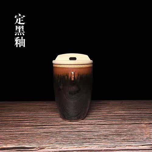 定窑粗瓷厚德堂水缸杯瓮杯翁杯茶具复古小水缸怀旧茶杯粗陶主人杯