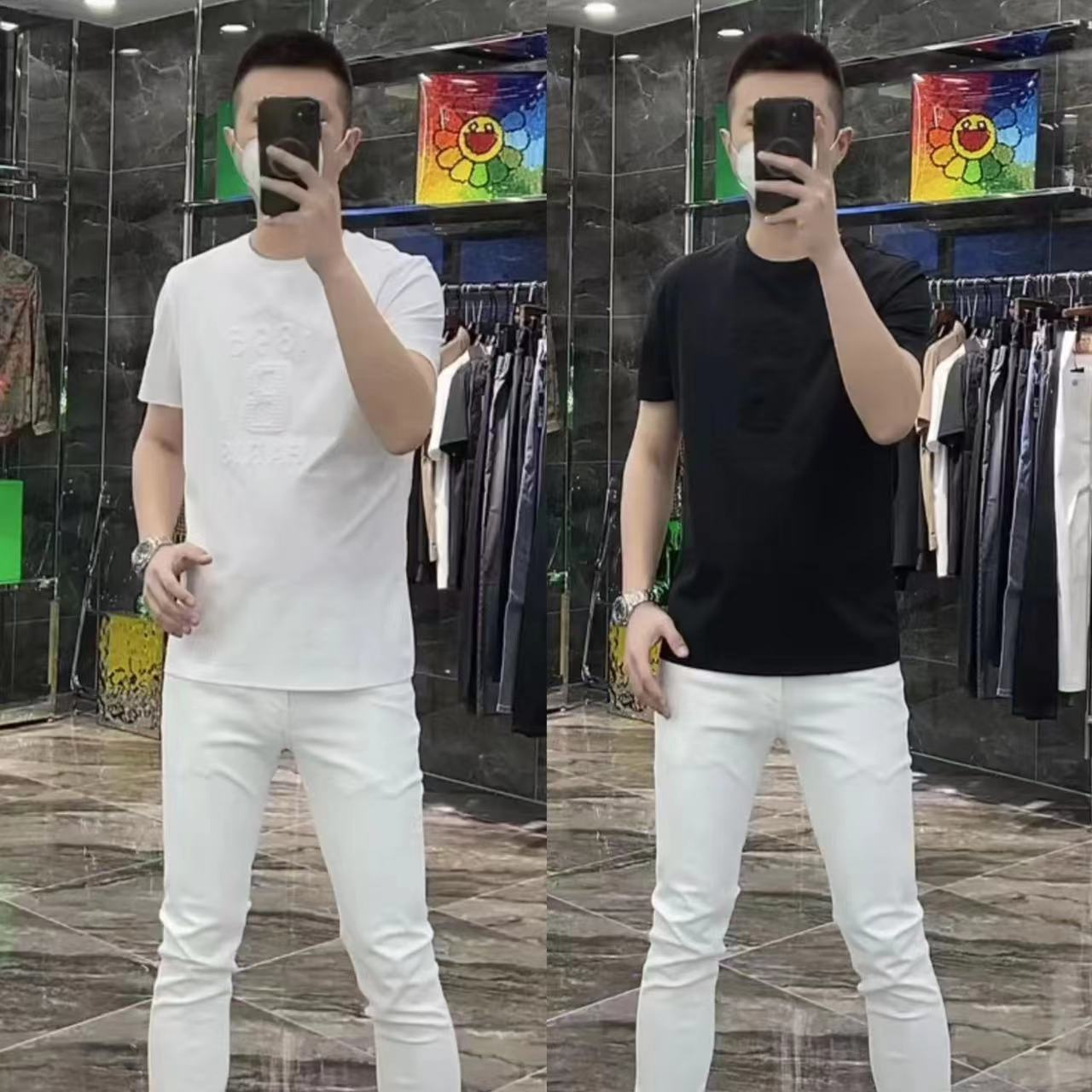 夏季男士纯色立体圆领短袖t恤