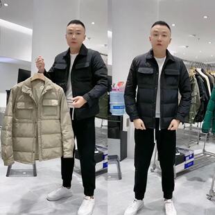 9901秋冬新款男士轻薄羽绒棉服翻领保暖百搭外套男款时尚简约棉衣