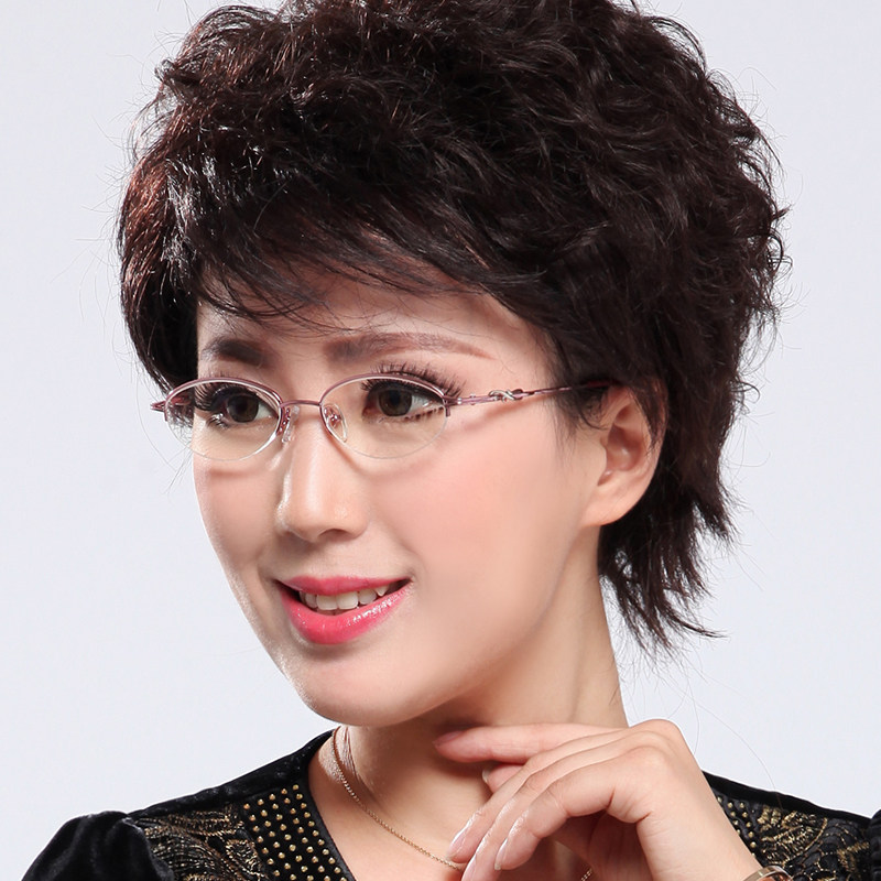 老人100正品防蓝光金属老花镜女蓝膜树脂镜片高清半框老人眼镜613