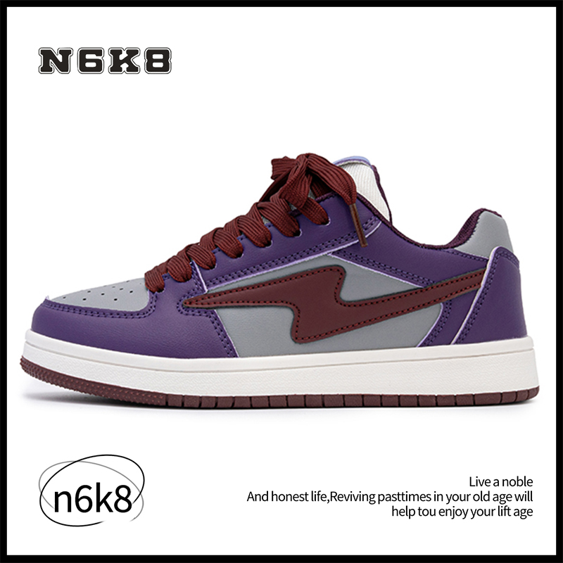 N6K8 2025新款复古厚底面包鞋男学院风百搭小白鞋