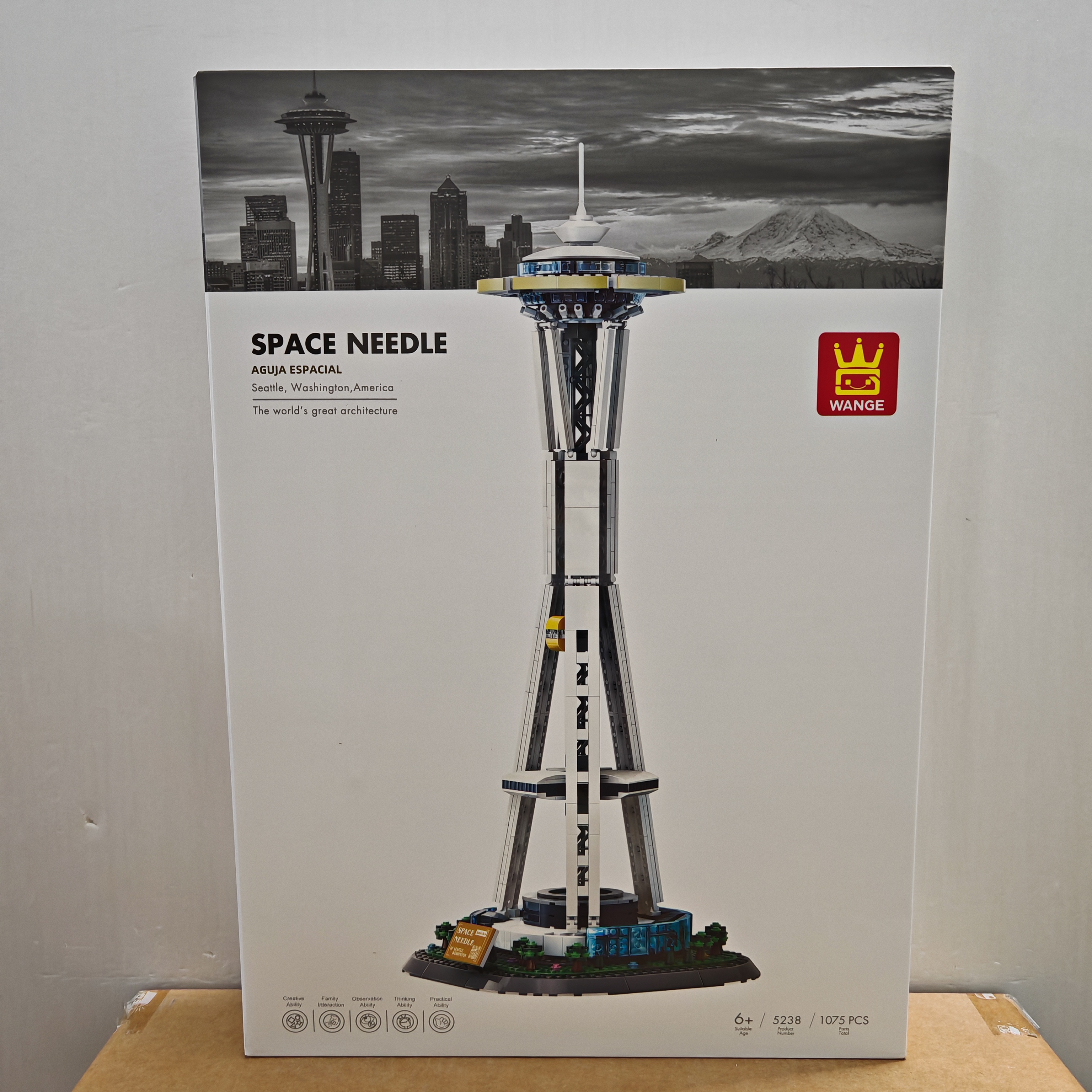 万格建筑5238美国西雅图太空针塔小颗粒兼容1075pcs拼装积木玩具