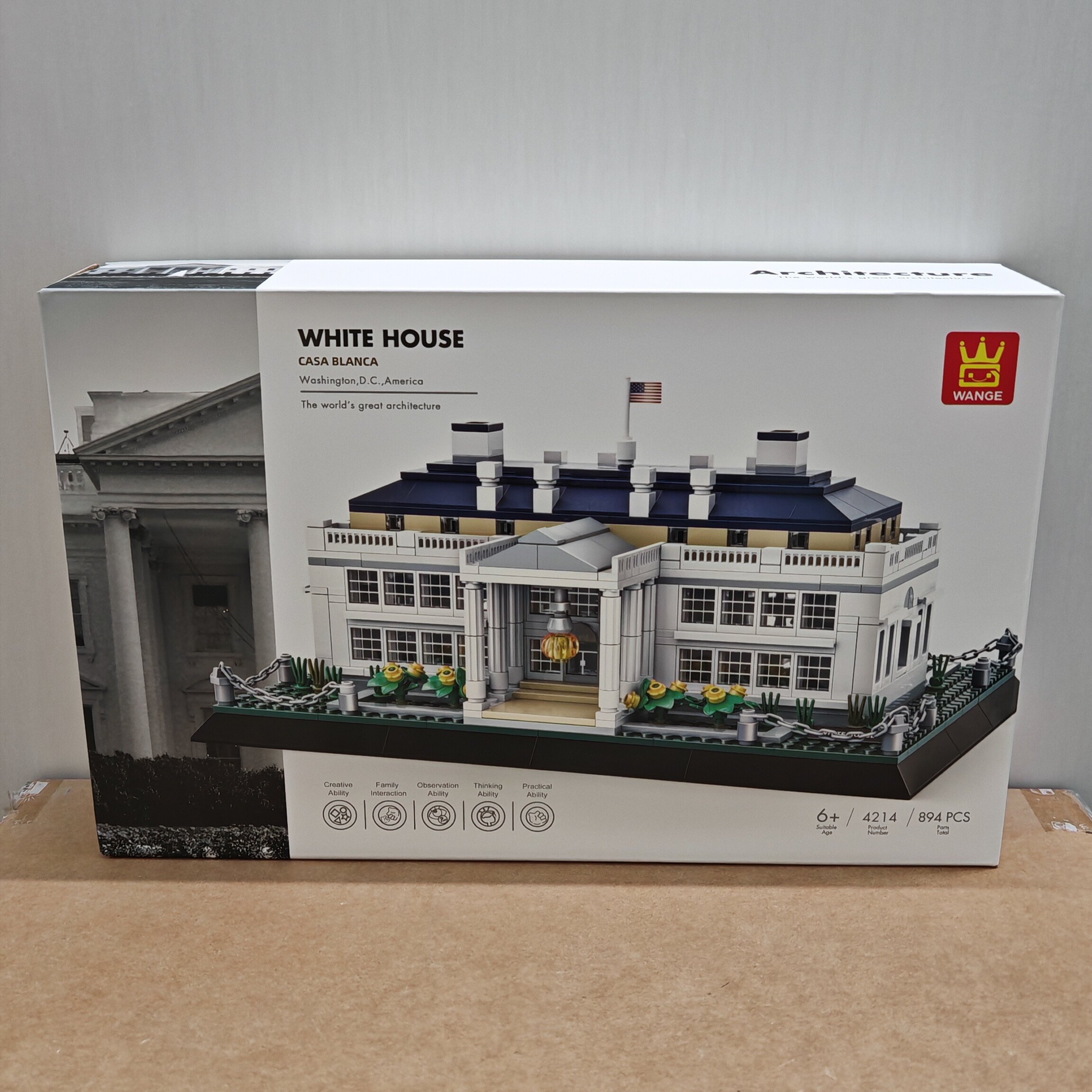 万格建筑4214美国华盛顿白宫小颗粒兼容894pcs拼装积木玩具模型