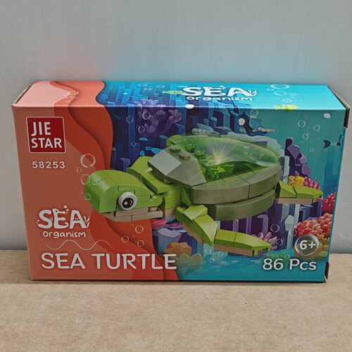 杰星灯光海洋动物系列58253海龟小颗粒兼容86pcs拼装积木玩具摆件