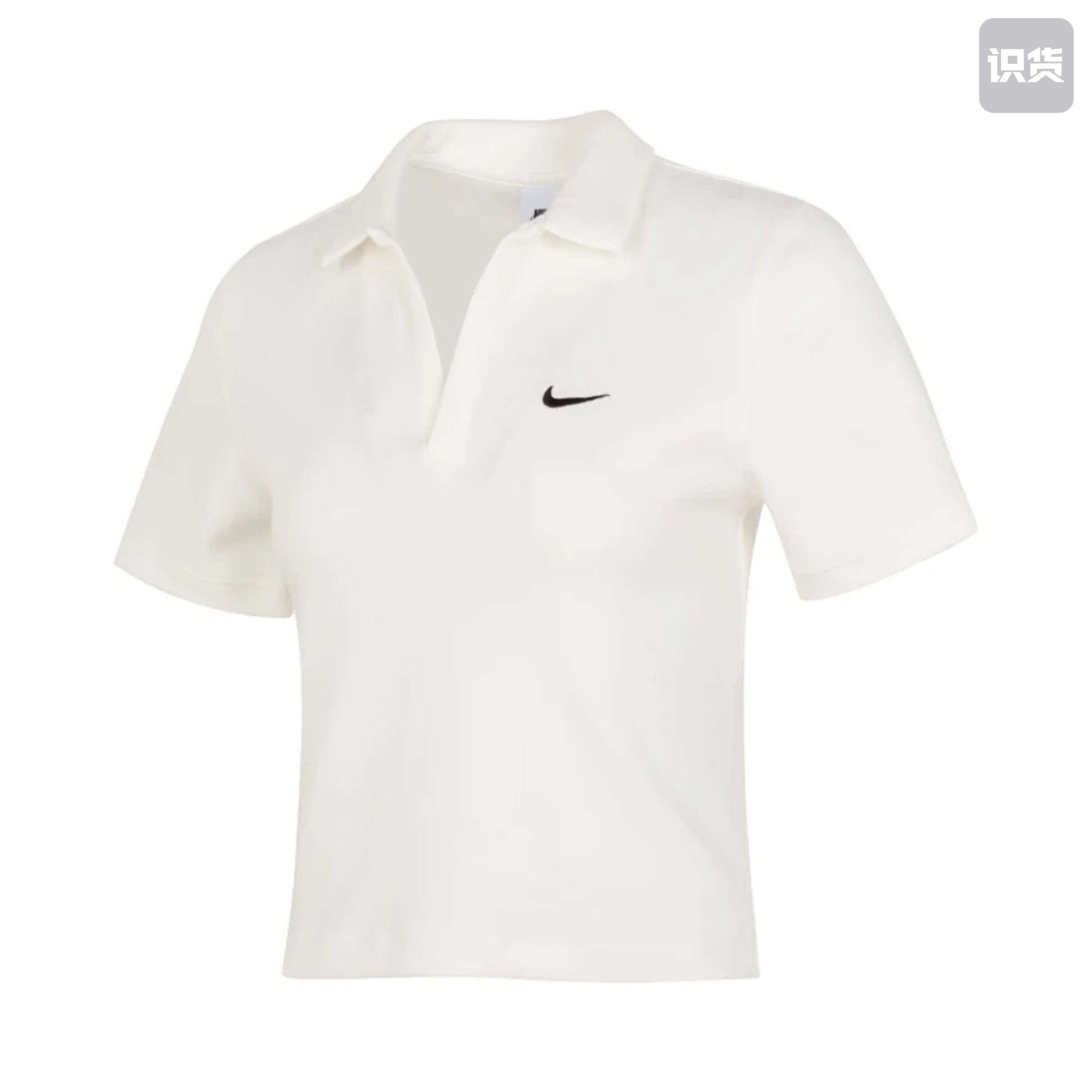 Nike 翻领小勾露腰透气棉质刺绣露脐网球短袖T恤 女装 武汉4仓