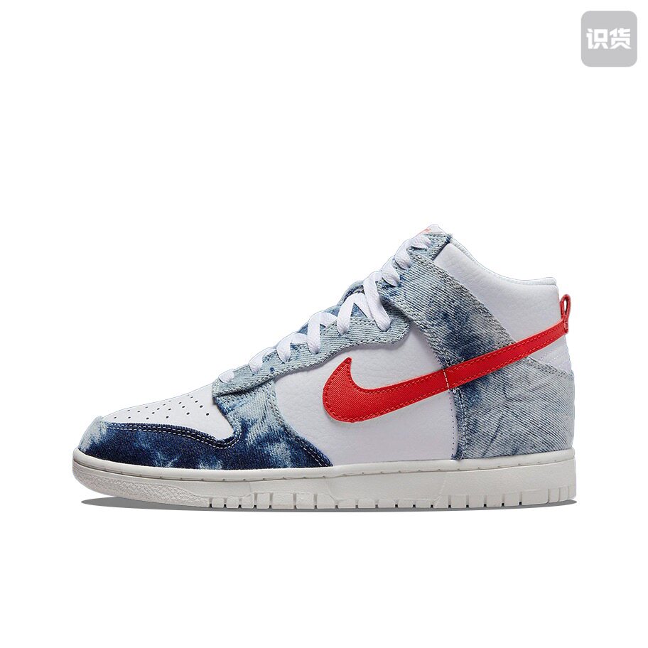 Nike Dunk 板鞋 防滑高帮/牛仔蓝/白色/红色 DV2181-900湖北48仓