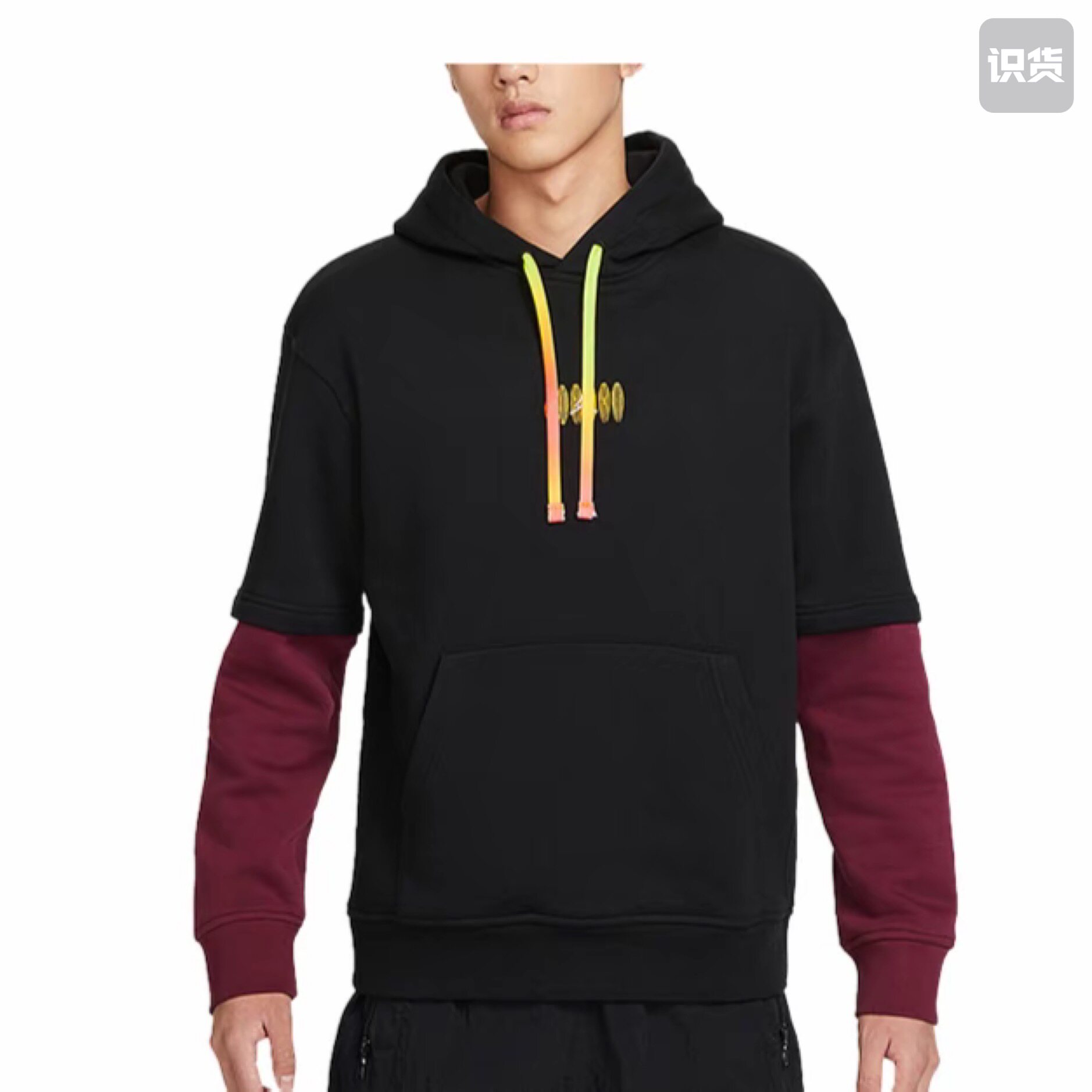 Nike连帽卫衣男款黑色/酒红色dv1598-010 山东27仓
