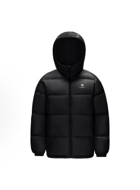 骆驼羽绒服男女冬季新款连帽黑色加厚保暖面包服A1W2PN121N5 启铭