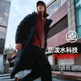 安踏炽热四防泼水油污暖防风连帽鸭绒加厚中长款过膝羽绒服男JH仓