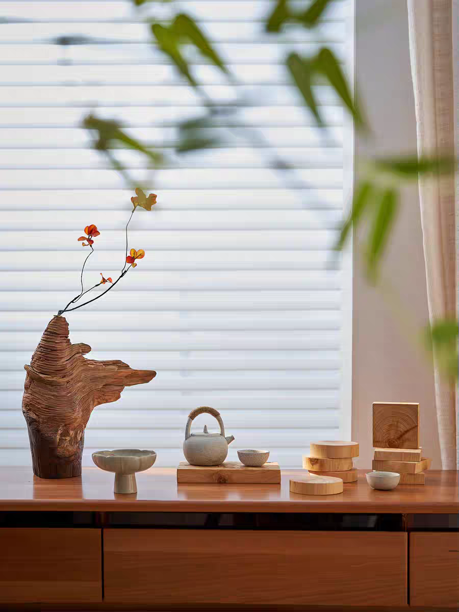 中式侘寂风实木茶杯垫崖柏隔热垫干泡茶台无漆茶盘木质锤纹板随形