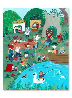 【特惠捡漏】插画师北岸由美复刻艺术版画可爱动物儿童房装饰画芯