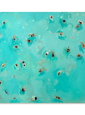 【特惠捡漏】Nina Brooke复刻艺术版画蓝绿色大海景游泳装饰画芯