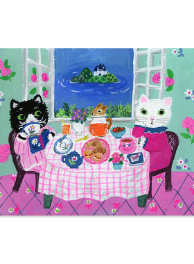 【特惠捡漏】插画师北岸由美复刻艺术版画可爱猫咪儿童房装饰画芯