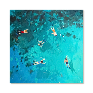 【捡漏合集】Nina Brooke复刻艺术版画蓝绿色大海景游泳装饰画芯