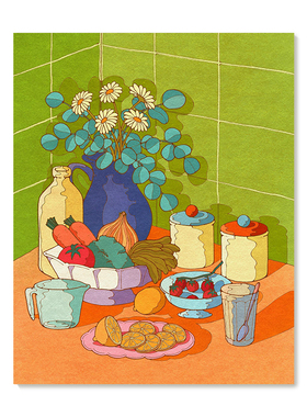 【特惠捡漏】Asami Watanabe多巴胺复刻艺术插画复古抽象装饰画芯