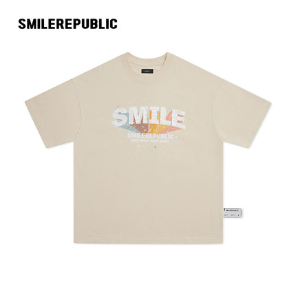 smilerepublic彩虹logo印花烫片点缀短袖T恤