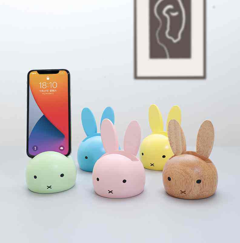 手机支架桌面创意摆件可爱卡通ipad支撑架办公室懒人实木质手机架