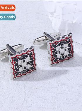 New retro pattern cufflinks men oil drip square clothing acc