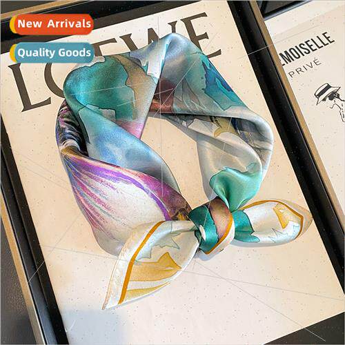 Oil painting fashion fall winter new silk small square scarf