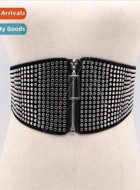 Europe fashion rivets decorated elastic wide waist seal fema