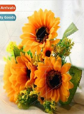 Yellow plastic flowers artificial fake flowers bouquet simul