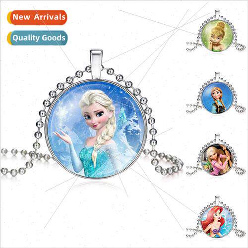 Frozen Time Gemstone Necklace frozen Elsa Anna Cartoon Princ