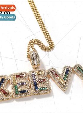 Europe diamonds monogrammed colored zirconia pendant large i