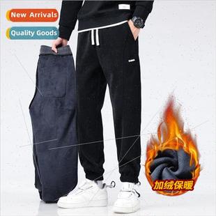 fall winter thickened pants sweat padded men new Casual 2023