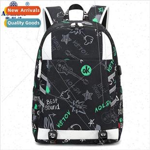 Bag Men Student Trend Sch Printing Shoulder Capacy Set Large