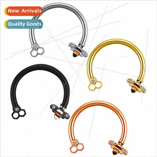 Europe Bee Horseshoe Ring 1.2*10 Nose Ring Nose Staple Nose