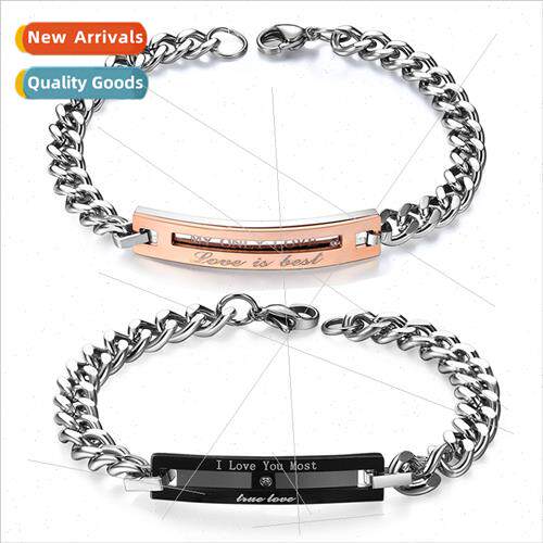 Europe ins couple day 520 gift couple tanium steel bracelet
