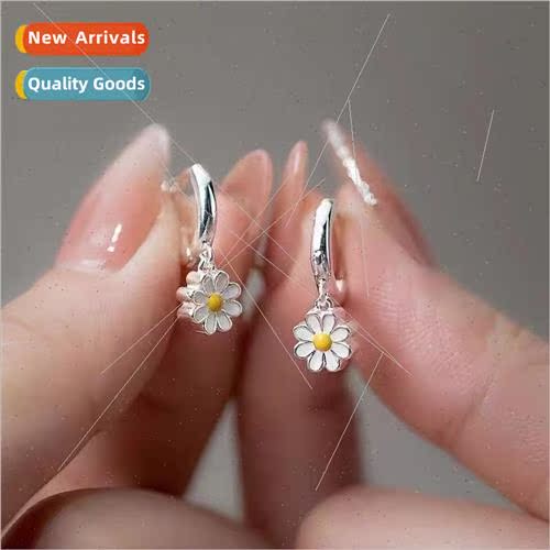925 silver needle daisy flower earrings female 2023 new swee